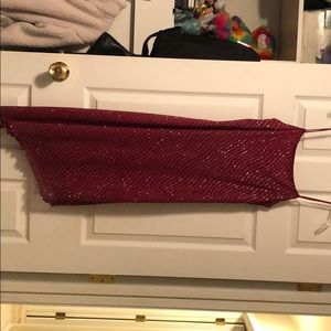 Burgundy with silver sparkle spaghetti strap dress